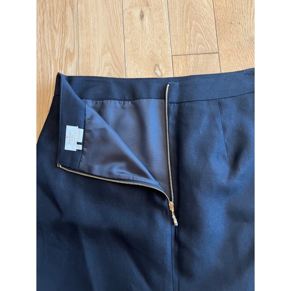 Kate Spade Pencil Skirt Black Zip Back Cotton Viscose Silk Womens Size 10 - Picture 10 of 11